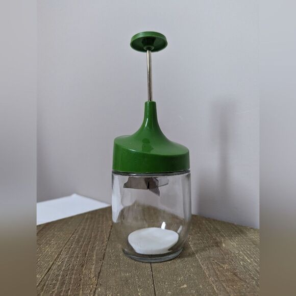 Vintage Gemco Green Nut Chopper Glass Jar Grinder Retro Kitchen Tool - Picture 3 of 7